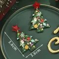Christmas tree acrylic drop earrings with festive patterns and red star detail - Acrylic Printed Tree (SD61367)