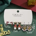 Christmas stud earring set with candy canes, pearls and gingerbread man pendants - Candy Cane Bell Gingerbread Man (SD61351)