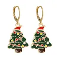 Christmas tree drop earrings with enamel charms and golden hoop closures for women - Hat Tree Star Sock Combo (SD050946)