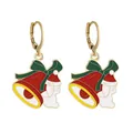 Christmas drop earrings featuring festive red bells, green bows, and Santa hats in alloy - Red Bell Bow (SD050947)