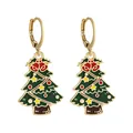 Detailed view of enamel Christmas tree earrings with red bells and golden star - Bell Pentagram Tree (SD050920)
