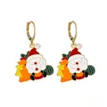 Close-up of enamel Santa Claus lever back earrings with colorful gift bag details - Cartoon Santa Claus (SD050921)