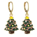 Detail of Christmas tree earrings with colorful enamel dots and golden hoop design - Gold Hoop Christmas Tree (SD050939)