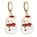 Detail of Christmas snowman drop earrings with red enamel scarf and golden alloy hooks - Scarf Snowman Drop (SD050941)
