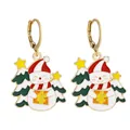 Detail of Christmas snowman earrings with gift box and tree in festive enamel finish - Gift Snowman Combination (SD050930)
