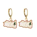 Detail of Christmas earrings featuring white enamel pendants with Merry Christmas text - Greetings Christmas Tree (SD050942)