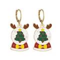 Detail of Christmas tree snow globe earrings with reindeer antlers and leverback closures - Snowball Reindeer Antler (SD050935)
