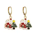 Detailed close-up of Christmas tree and house enamel earrings with gold alloy hooks - Christmas Pentagram House (SD050936)