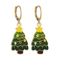 Detail of Christmas tree drop earrings with green enamel coating and gold hooks - Layered Enamel Christmas Tree (SD050937)