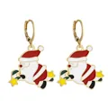 Detail of Christmas Santa Claus earrings with colorful drip oil enamel and gold hooks - Cartoon Santa Claus Hook (SD050938)