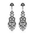 Retro antique silver water drop earrings with sparkling rhinestones and long tassel design - Antique Silver Hollow Geometric Style (L10306-Silver)