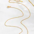 Polished gold stainless steel minimalist thin link necklace with lobster clasp - Gold