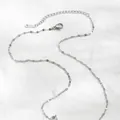 Detail of silver stainless steel leaf chain necklace with lobster clasp and extension - Lip Chain (Adjustable) / Steel