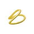 Orecchino a morsetto dorato a forma di C con design geometrico lucido a doppio strato - Stile Semplice a Forma di Onda (Oro KC Chiaro 5975)