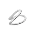 Ear cuff geometrico a C a doppio strato in metallo argento per orecchie senza buco - Stile Semplice a Doppia Linea Avvolgente (Bianco K5976)