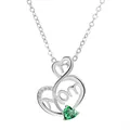 Silver Mom heart necklace with infinity symbol and heart-shaped green gemstone - Silver Red Style (11344)