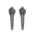 Gothic style silver plated cobra snake stud earrings with detailed scale texture - Retro Cobra Shape (M-701) / Antique Silver