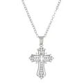 Zilveren kruisketting met micro-pave zirconia en centrale ovale edelsteen - Goud (K-1225)