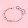 Detail of silver stainless steel paperclip chain bracelet with lobster clasp and extender - Silver Paperclip Style (SL60018-Silver) / Silver