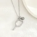 Collana con ciondolo a forma di racchetta da pickleball e cristalli argentati - Stile Racchetta Traforata e Pallina / Hollow Steel Color