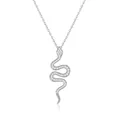 Zilveren slangenketting met fonkelende kristallen aan een verfijnde schakelketting - Zilver