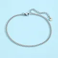 Cavigliera in acciaio inossidabile argento con ciondolo a disco e catena regolabile - Stile Catena Cubana di Base (JL60007) / Argento