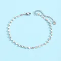Chevillère minimaliste en acier inoxydable argenté avec breloques disques - Style de Chaîne à Micro Disques (JL60024) / Argent