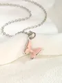 Macro detail of sweet pink butterfly pendant with delicate texture on a silver chain - Butterfly 1 - Pink