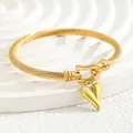 18K gold plated stainless steel twisted rope bracelet with a polished heart pendant - 3D Puffy Heart