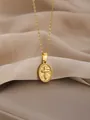 Elegant gold oval pendant necklace featuring embossed cross with hammered texture - Cross Style