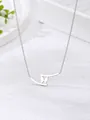 Detailed view of silver butterfly pendant with sleek metal bar on delicate link chain - Simple Butterfly Pendant / Silver