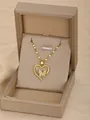 Gold hollow heart and butterfly necklace with clear stones in a premium jewelry box - Heart Butterfly