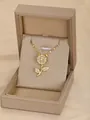 Golden rose pendant necklace with crystal inlay in a premium display jewelry box - Single Flower
