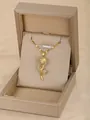 Elegant rose pendant necklace in gold finish with micro-set stones and jewelry box - Rose