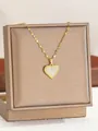 Elegant gold heart pendant necklace with white zircons and delicate chain for women - Gold Heart Style(2)
