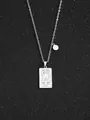 Collana con ciondolo tarocco Leone argento con incisione di leone su sfondo stellato - Leone - Argento