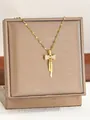 Golden bow pendant necklace with pink zircon tassels and sparkling flat twist chain - Gold Pave Bowknot Style(10)