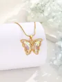Exquisite S925 silver golden butterfly necklace with colorful crystals and zircons - Gold Iridescent Butterfly Style(15)