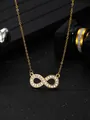 Golden infinity necklace with sparkling zircon pavé on a classic thin O-link chain - Gold Pave Infinity Symbol Style(22)
