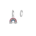 Dettaglio degli orecchini a cerchio in argento con arcobaleno e pietre colorate - Fibbia per Orecchio Nuvola Arcobaleno (E243) / E243-Argento
