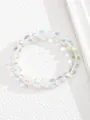 Vista de detalle de pulsera de cuentas de vidrio iridiscente con brillo arcoíris - Estilo de Cuentas Redondas Irisadas (7)