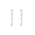 Silver star drop earrings with hanging letters spelling CUTE in a minimalist style - CUTE Star Dangle Style (E215) / E215-Silver