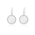 Detail of silver star earrings with hollow stars and sparkling cubic zirconia stones - Round Hollow Pentagram Dangle Style (E208) / E208-Silver