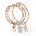 Detailansicht der Perlenarmbänder in Gold, Roségold und Silber mit Zirkonia-Anhängern - Gemischt Dreifarbig Cartoon Figur Stil (S74-SL03735-MX)