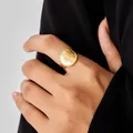 Vintage gold sunburst signet ring with multi-layer lines and adjustable open band design - Gold Vintage Sun Signet Style (W10-JZ2372-GD)
