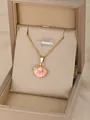 Collana con conchiglia rosa e perla bianca su catena dorata in scatola da regalo - Capasanta con Perle