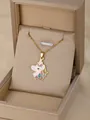 Collana con pendente unicorno e criniera glitter arcobaleno in scatola regalo dorata - Unicorno