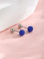 Orecchini a doppia faccia con sfere argentate e sfere di strass blu lucidi - Sfera di Cristallo Blu