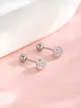 Piercing a bottone argento con sfera in metallo liscio e sfera con strass di cristallo - Sfera di Cristallo Bianca