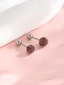 Orecchini a perno in argento con chiusura a vite e sfere di cristalli viola - Sfera di Cristallo Viola
